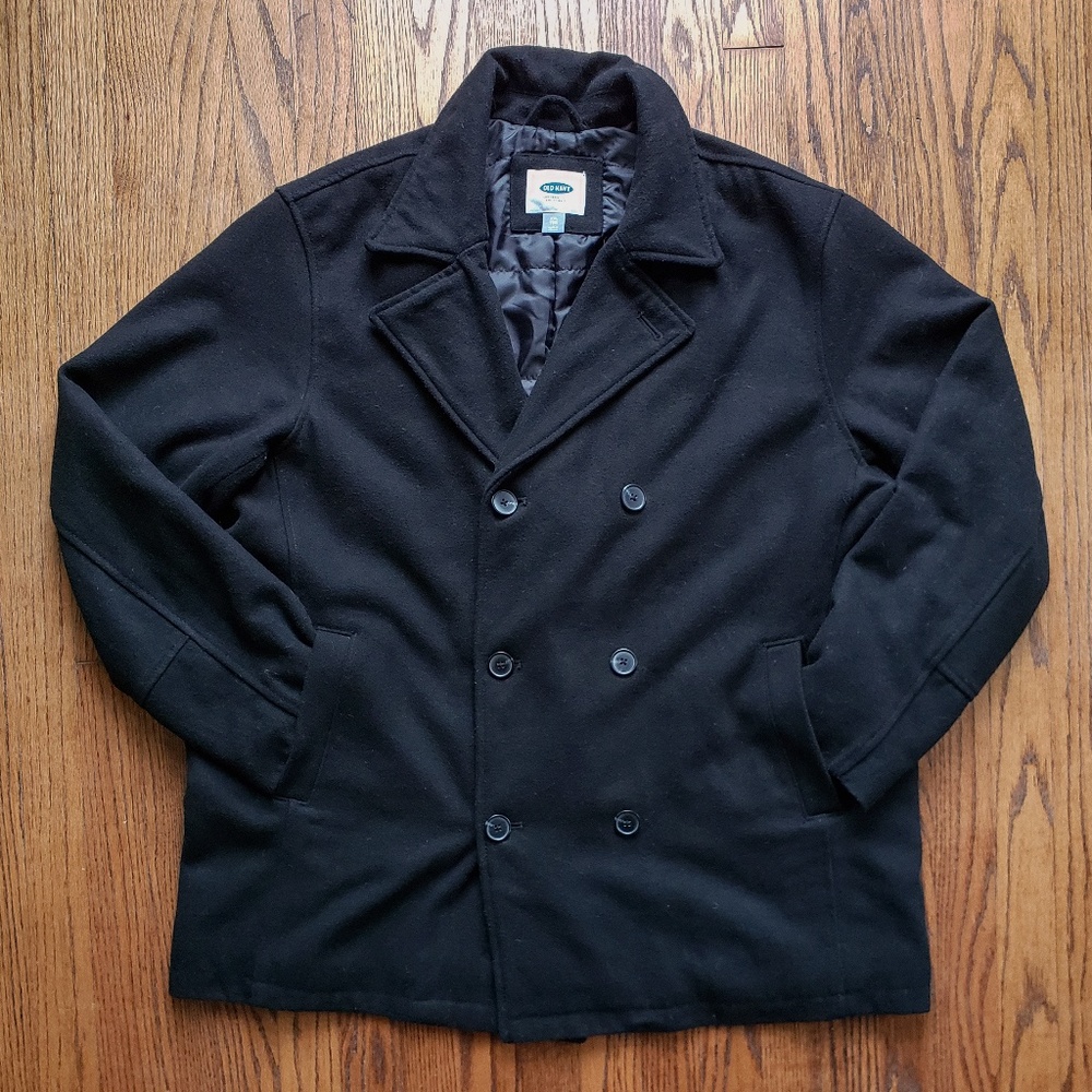 EUC Old Navy Black Wool-Blend Peacoat
